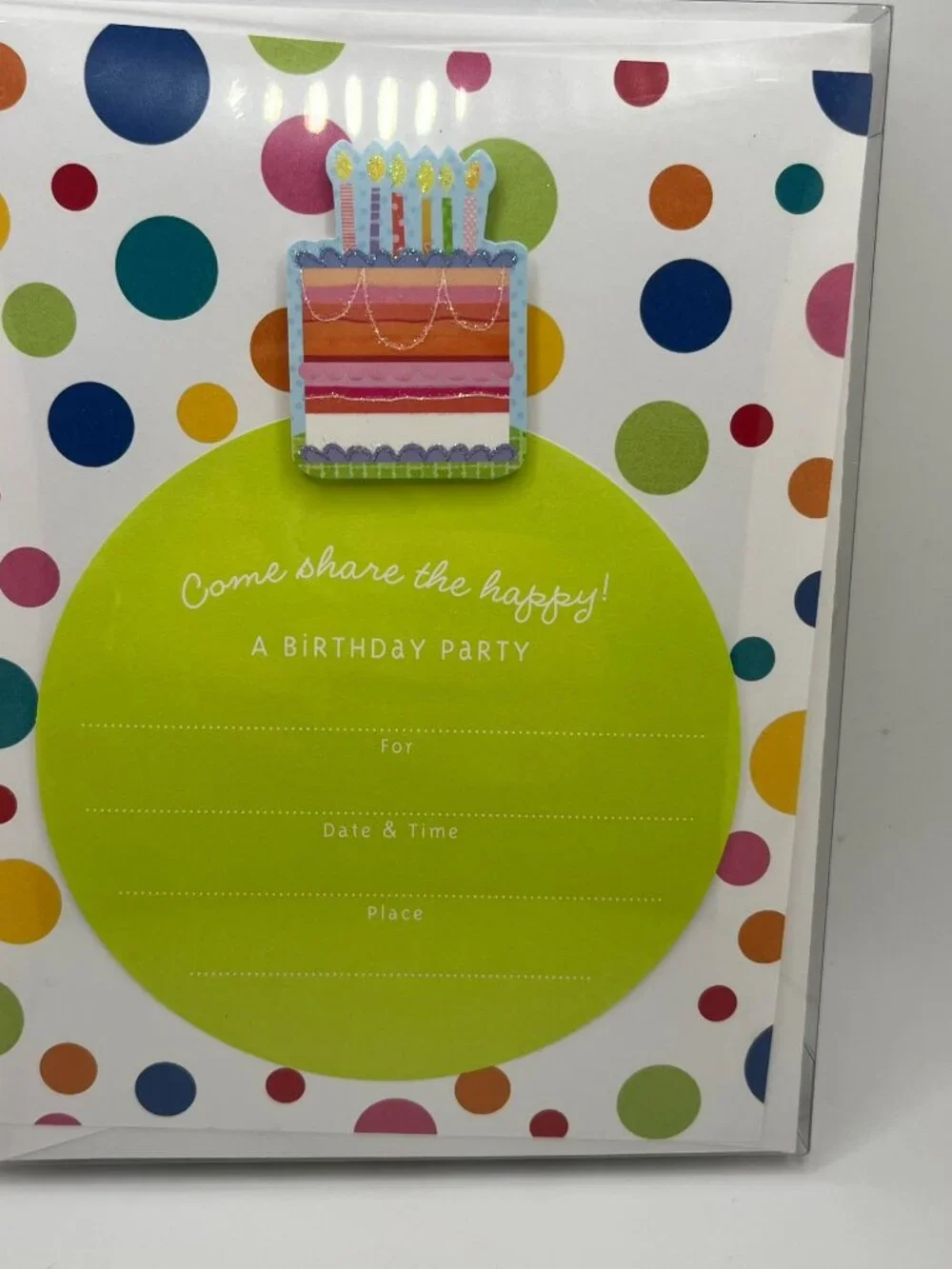 Box of 8 Vintage Hallmark Birthday Party Invitations Cake dots - printer